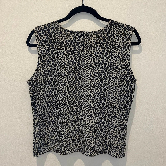 Vintage‎ SML Design leopard print cotton sleeveless sweater top size M - Picture 3 of 6